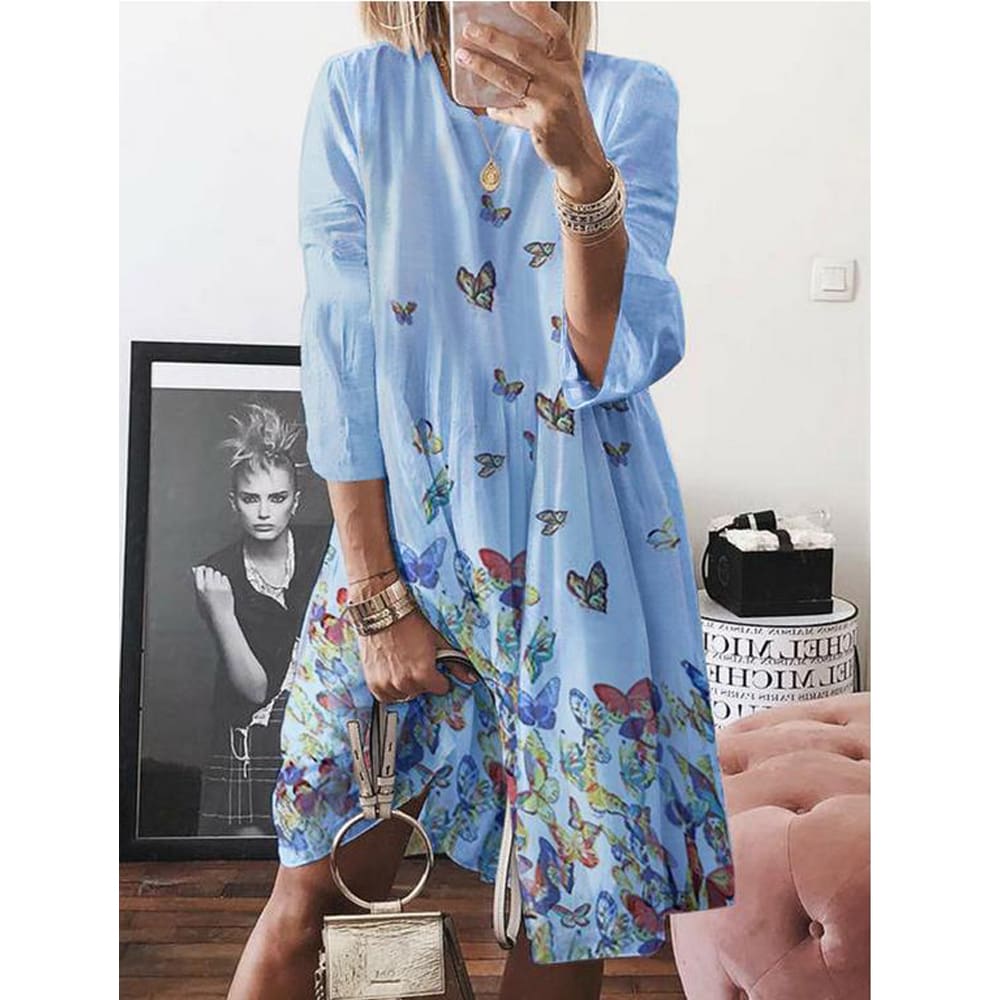 Women Holiday Autumn Long Sleeve A-Line Ladies Casual Maxi Dress Summer Boho Beach Dress Sundress