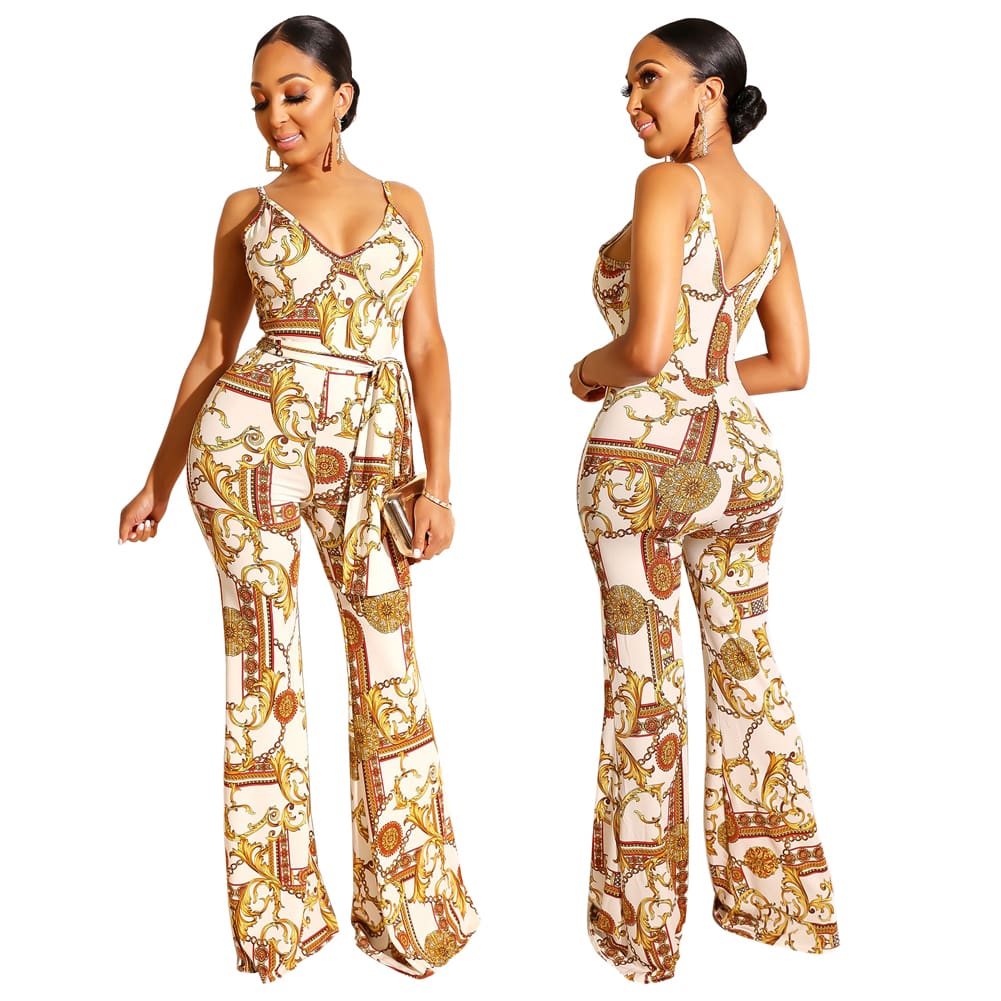 New Women Ladies Clubwear Printed Sleeveless Casual Playsuit Bodycon Party Jumpsuit Romper Long Pant Trousers