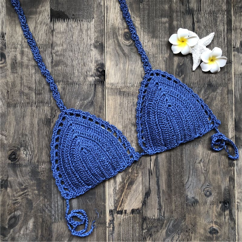 Women Crochet Bralette Knit Bra Boho Beach Woven Bikini Halter Cami Crop Top Holiday Tank Beachwear