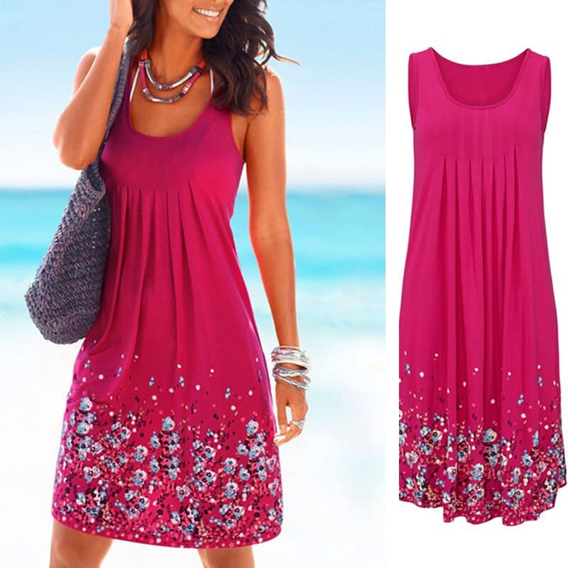 Fashion O-Neck Sleeveless Tank Print Dress