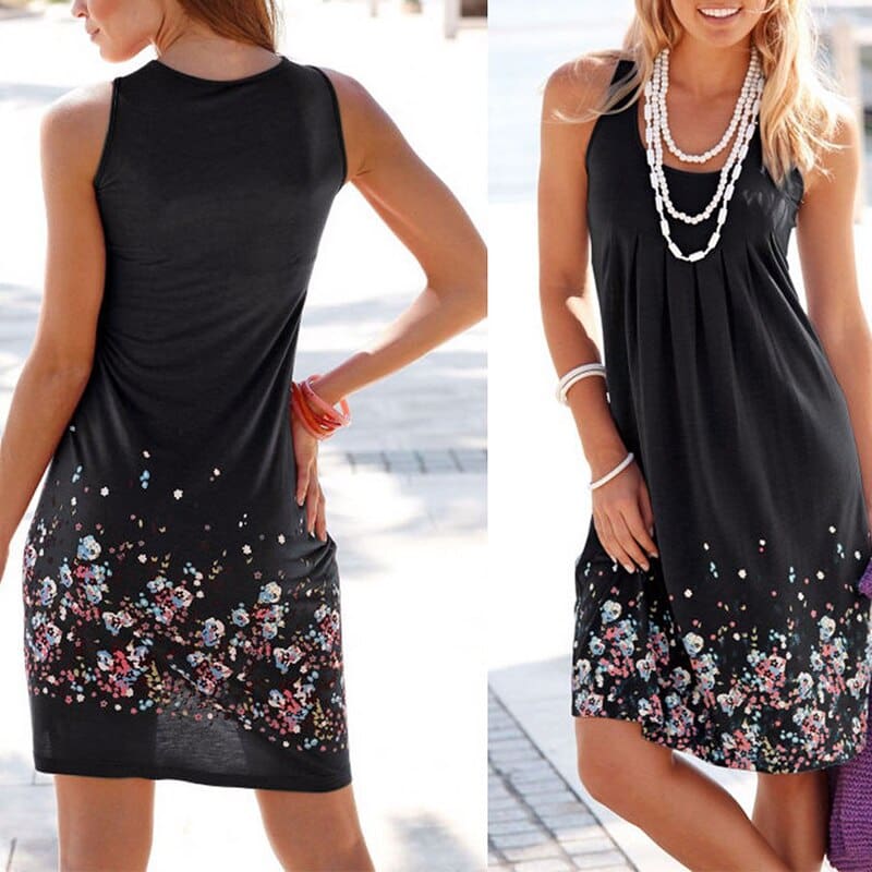 Fashion O-Neck Sleeveless Tank Print Dress