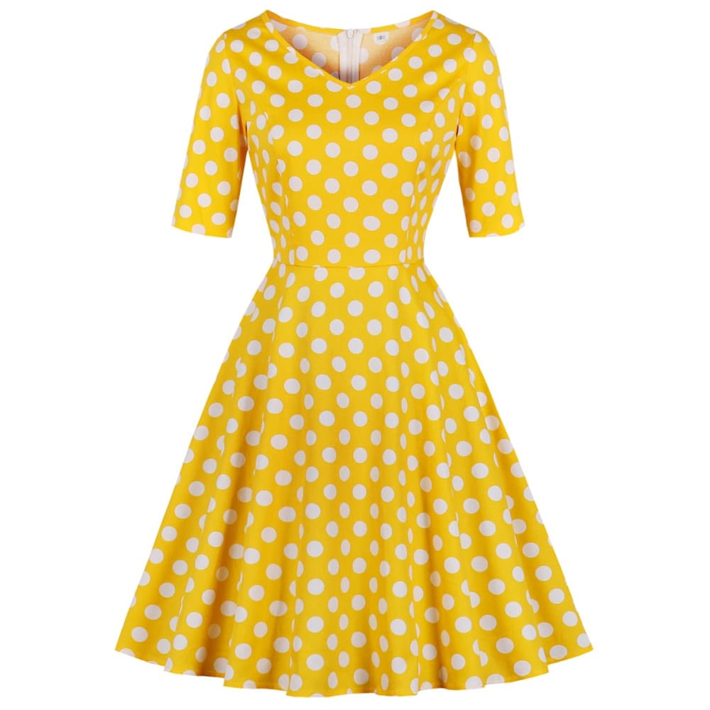 Vrouwen Vintage Party Dress Herfst A-lijn Jurk Stip Druk Pin Jurken