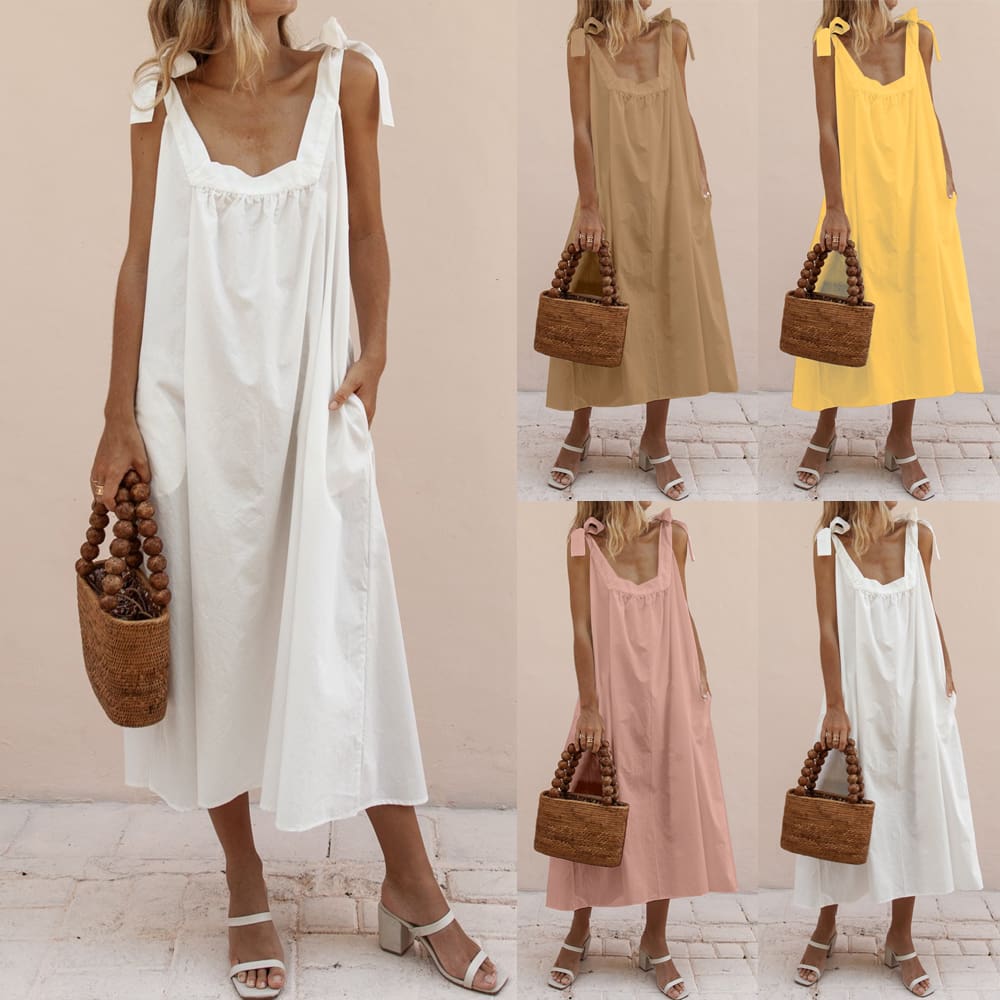 Fashion Women Ladies Summer Boho Holiday Strappy Floral Long Dress Sleeveless Casual Loose Party Beach Sundress New