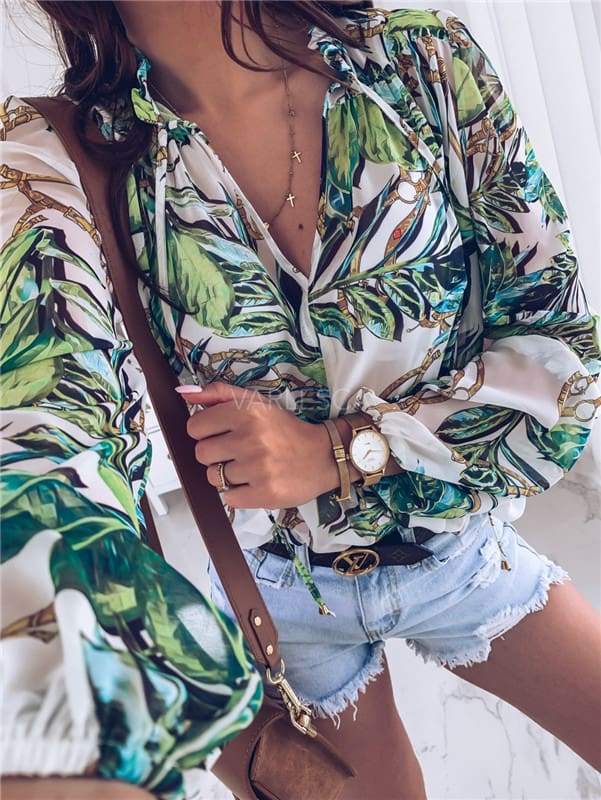 Fashion Women Ladies Summer Long Sleeve Shirt V Neck Loose Casual Blouse Tops Shirt Women Holiday Clothes