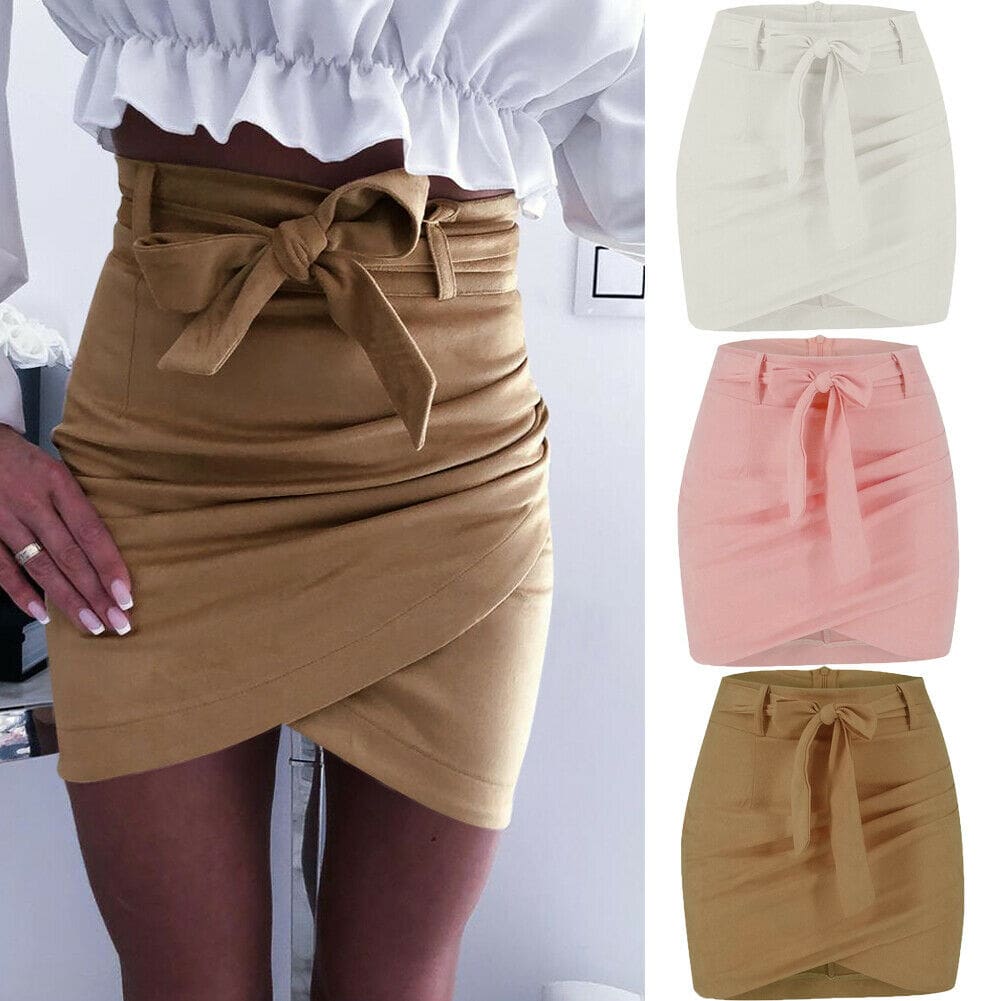 Womens Bodycon Short Mini Elastic Pleated Skirt Slim Fashion Seamless Casual Stretch Tight Short Pencil Skirt