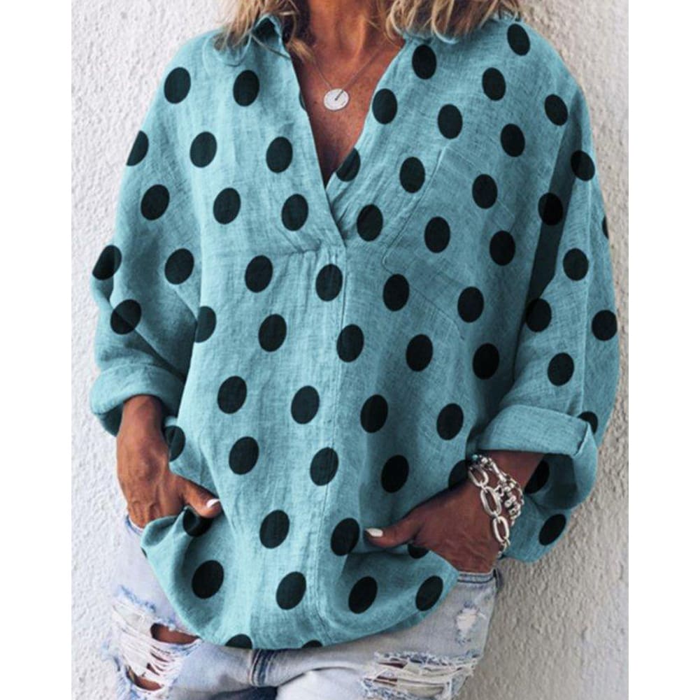 New Womens Casual Shirt Summer Loose V-Neck Blouse Long Sleeve Fashion Ladies Party Daily Tops Women Clothes