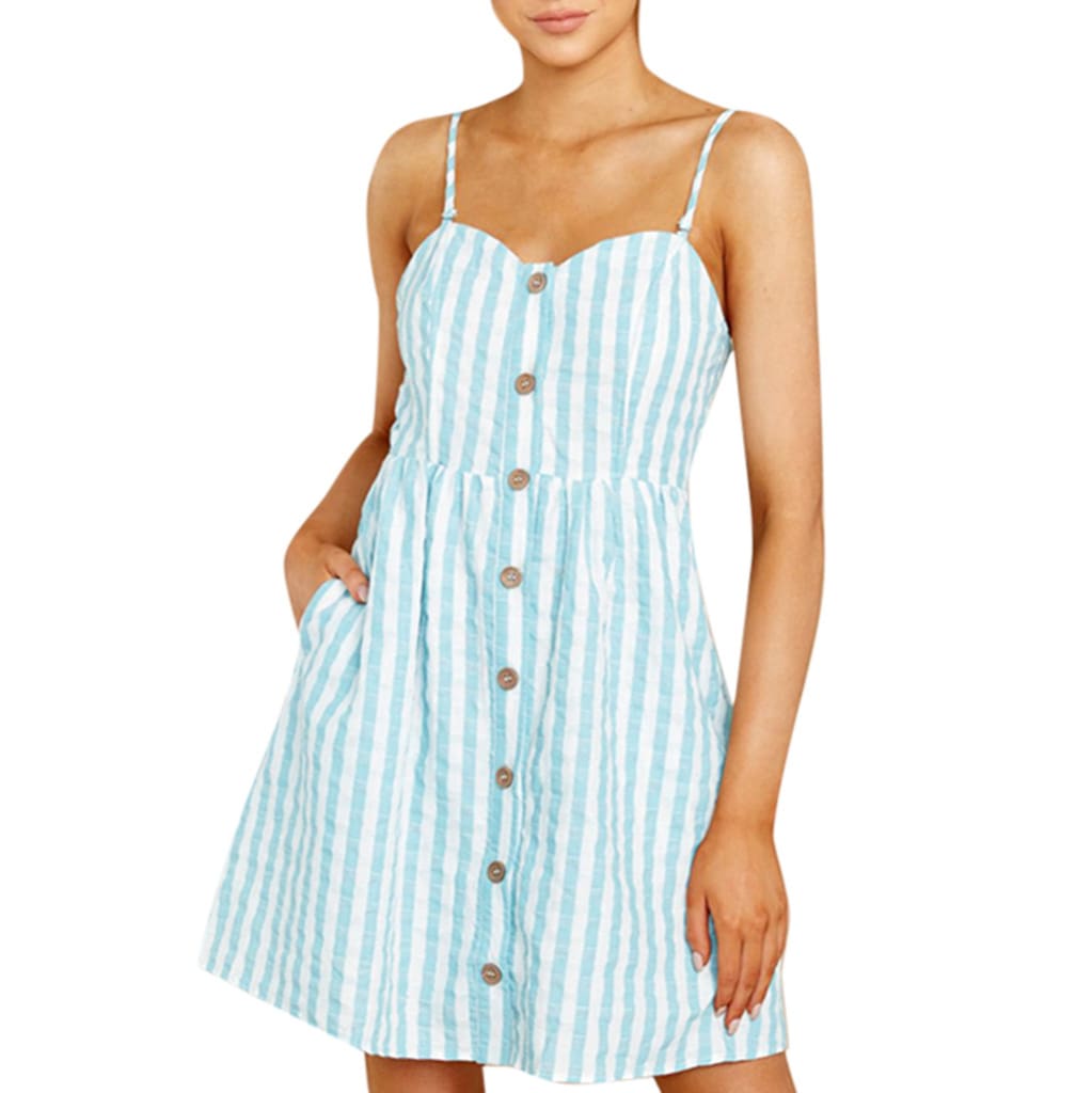 Women Strappy Off Shoulder Striped Bow Open Back Short Mini Dress