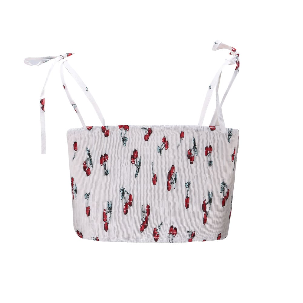 Women Fashion Elastic Tube Top Blouse Sexy Backless Floral Print Bandage Summer Beach Casual Bra Crop Top Shirt