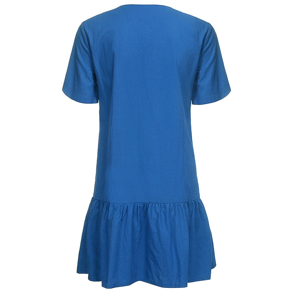 Office Casual Womens Dresses V-Neck Short Sleeve Buttons Sundress