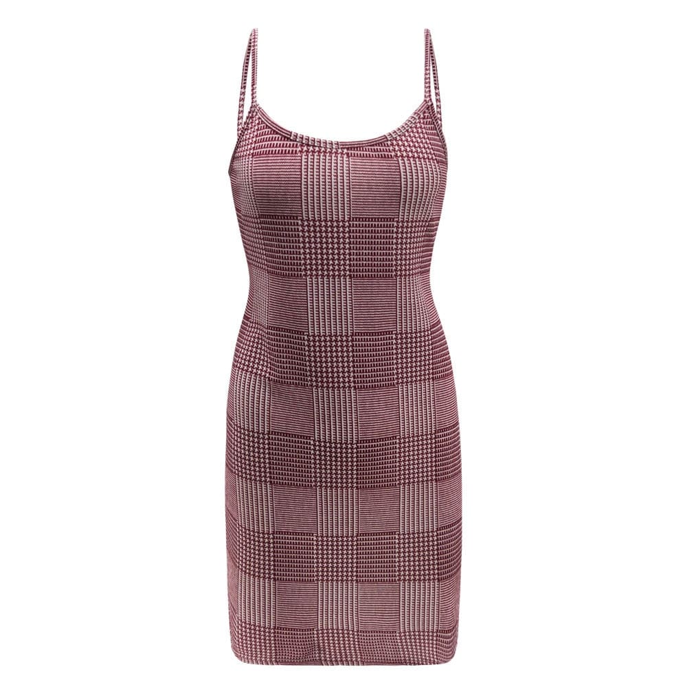 Best Sale Plaid Spaghetti Strap Mini Bodycon Dress Women Wear