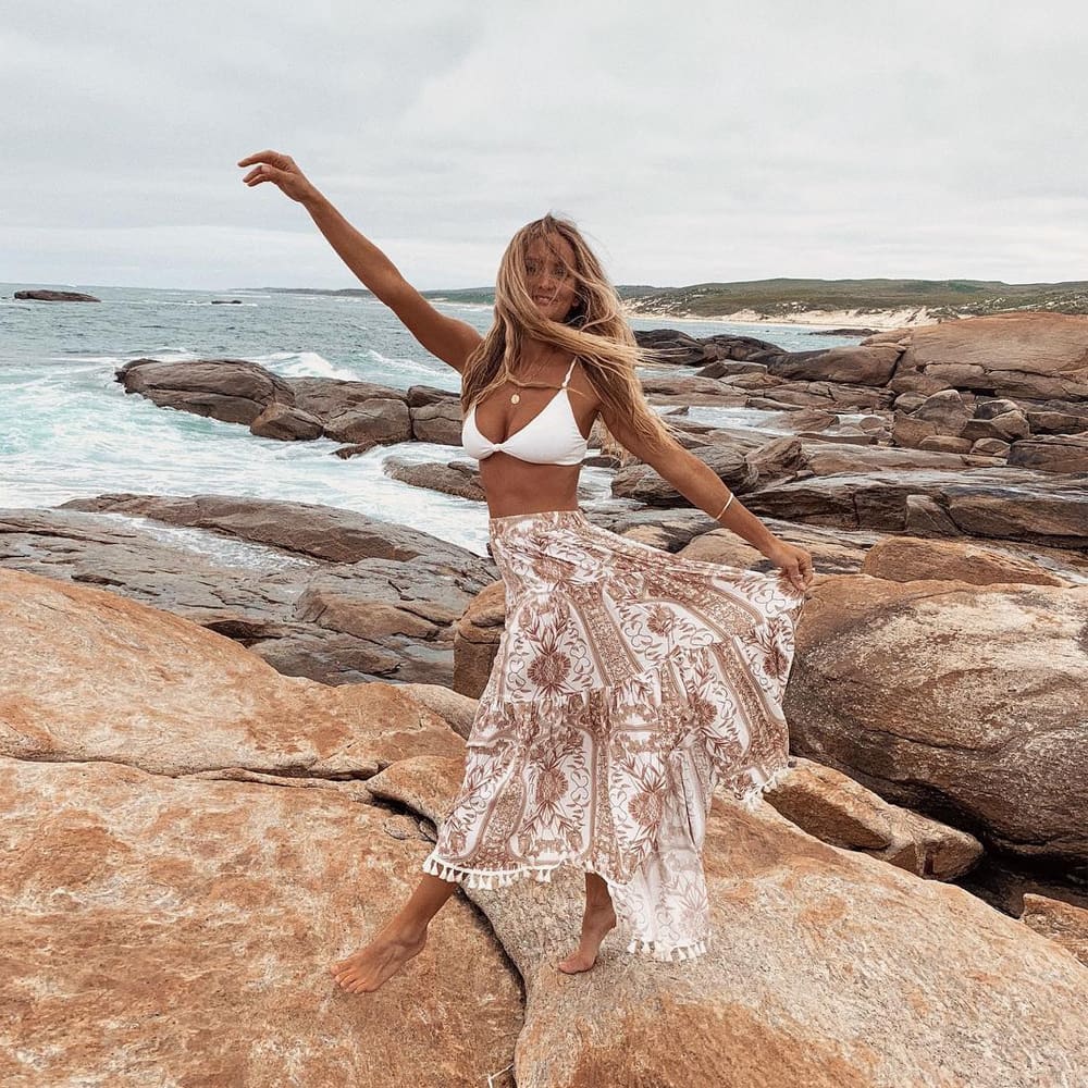 New Women Summer Boho Floral Print Maxi Skirt Summer Holiday Long Skirt Beach Skirt arrival Long Retro Skirt Sundress Hot