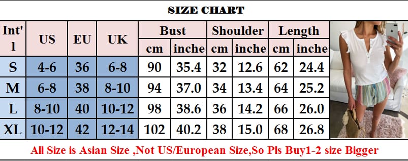 Women Boho Ruffle Tank Top Vest Button Sleeveless V-Neck Loose New Summer Beach Solid Casual Blouse Shirts