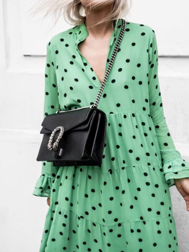 New Fashion Women V-neck Long Sleeve Polka Dot Party Ladies Casual Summer Swing Long Maxi Dress Beach Holiday Clothing