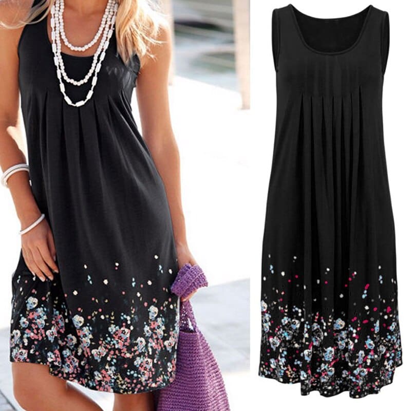 Fashion O-Neck Sleeveless Tank Print Dress