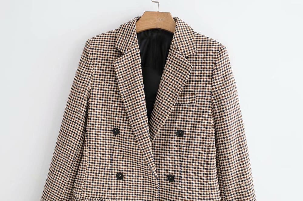 Fashion Autumn Women Plaid Blazers Work Office Lady Blazer Coat