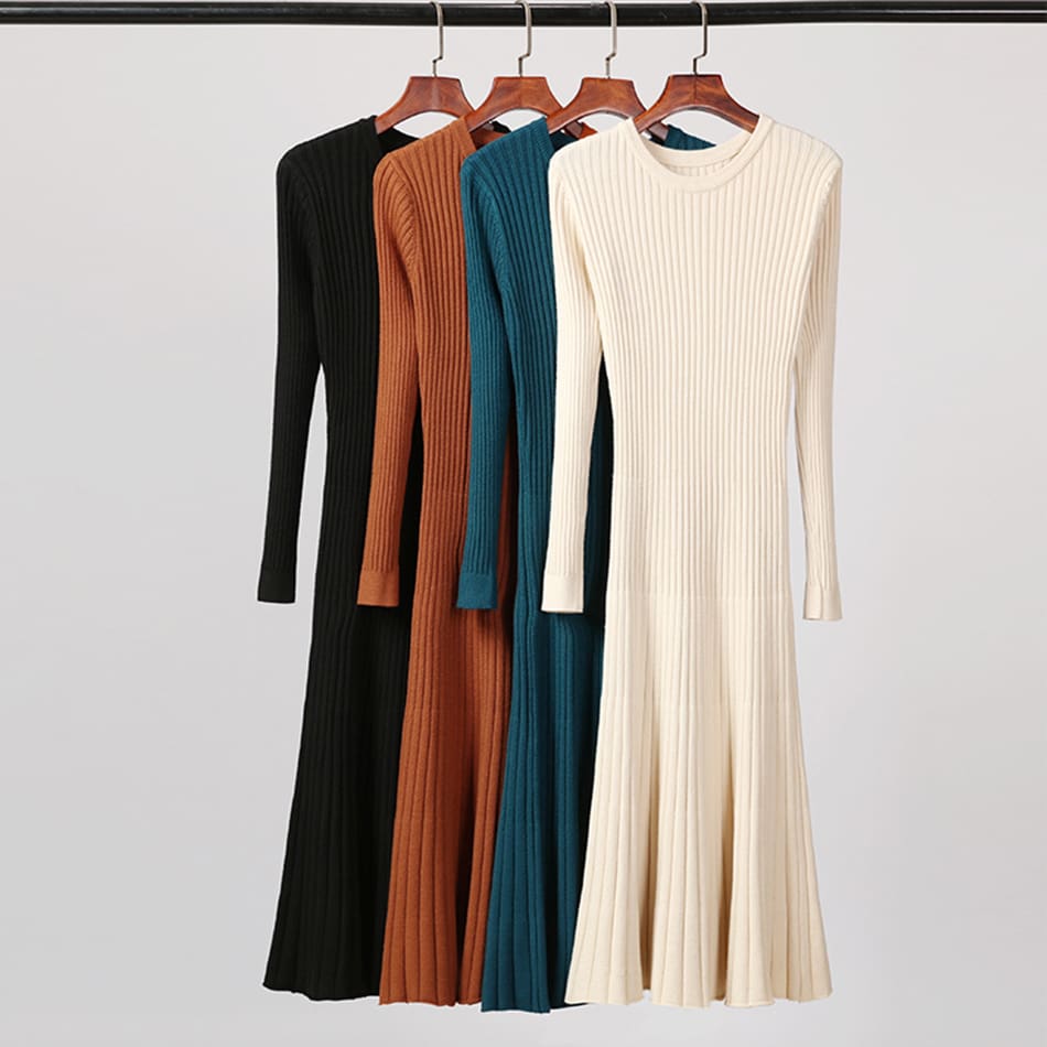 Long Knitted Sweater Dress for Women Casual Winter Sweater Dress