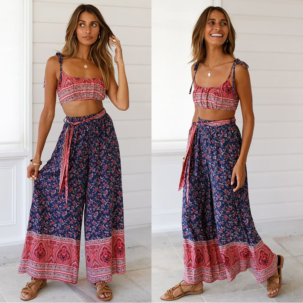 Boho Women Baggy Harem Pants Hippie Wide Leg Gypsy Palazzo High Waist Loose Wide Leg Trousers Flared Bell Bottoms