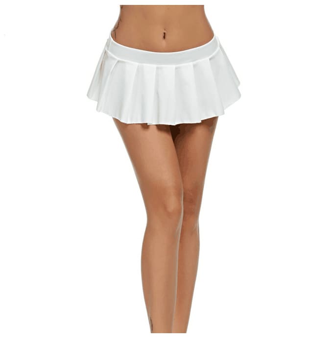 Women Plain Skater Flare Pleated Mini Skirt Summer Schoolgirl Micro High Waist Short Skirts Cosplay Club Costume