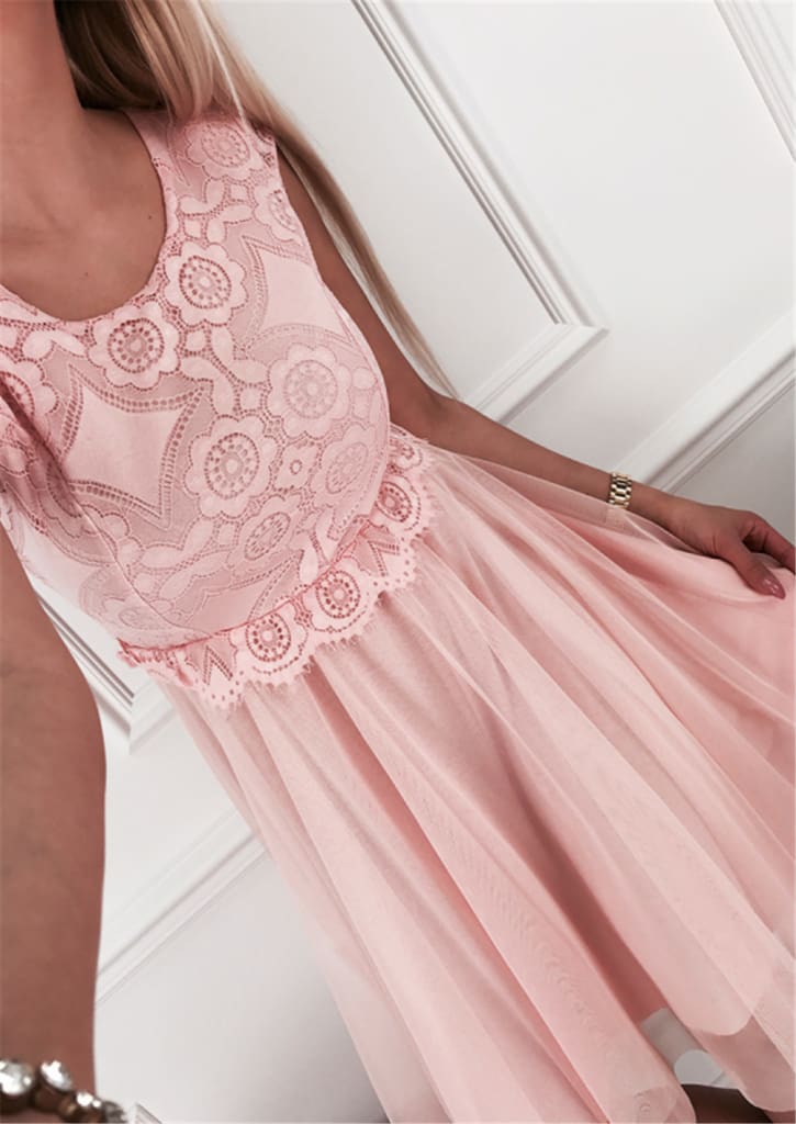 Fashion Women Summer Boho Lace Bridesmaid Short Dress Summer Ladies Casual A-line Formal Party Beach Dress Sundress