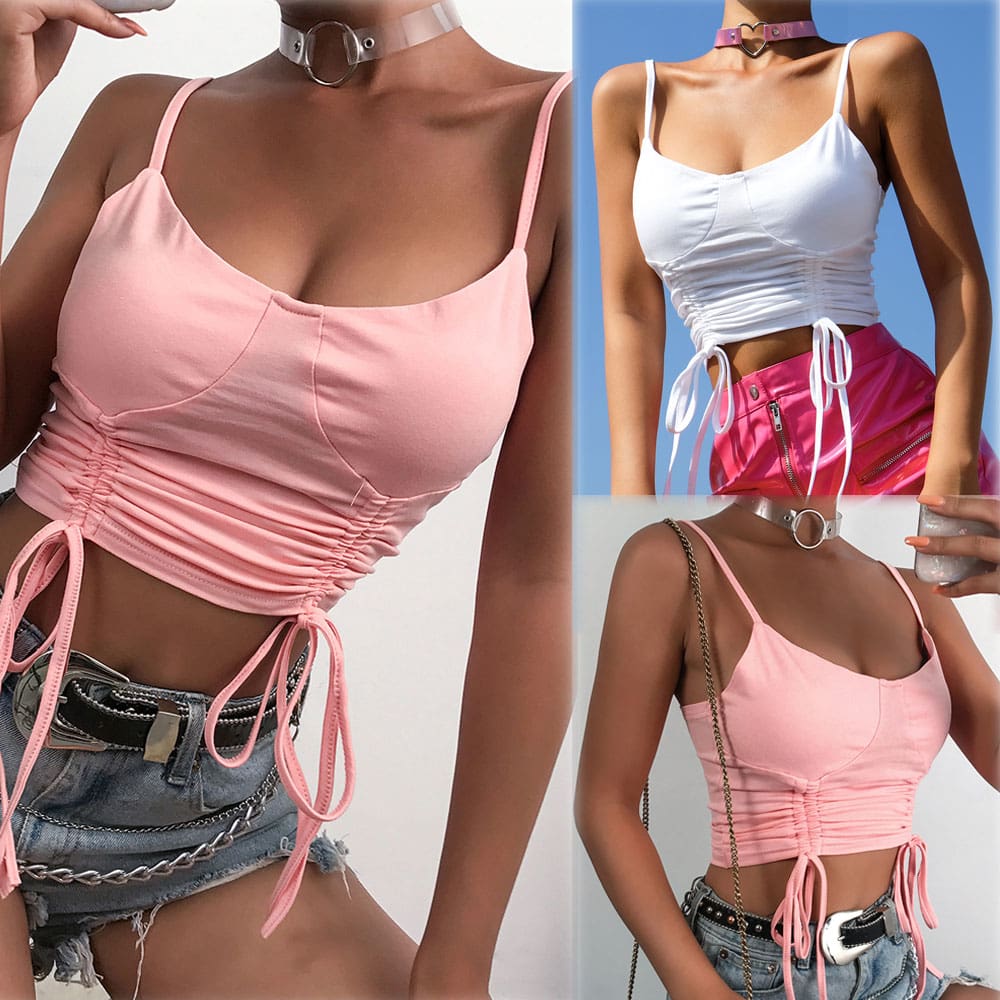 Women Sexy Casual Tank Top Vest Blouse Sleeveless Summer Crop Top Shirt Solid Cotton Cami Top