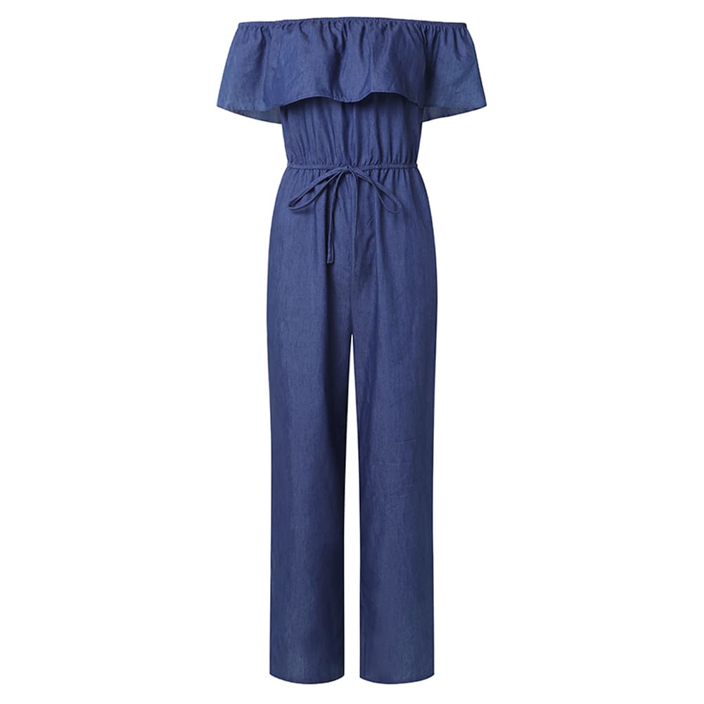 New Summer Women Off Shoulder Wide Leg Romper Jumpsuit Fashion Ladies Casual Loose Trouser Overalls Baagy Pants Plus Size