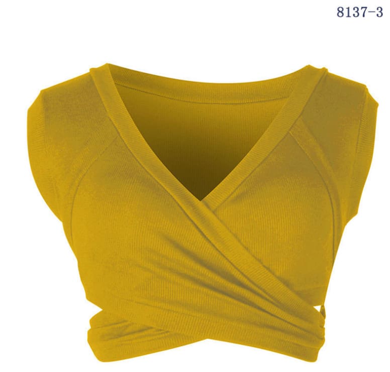 Women Casual Sleeveless Tank Tops Ladies Sexy V Neck Bandage Solid Vest Crop Short Shirt