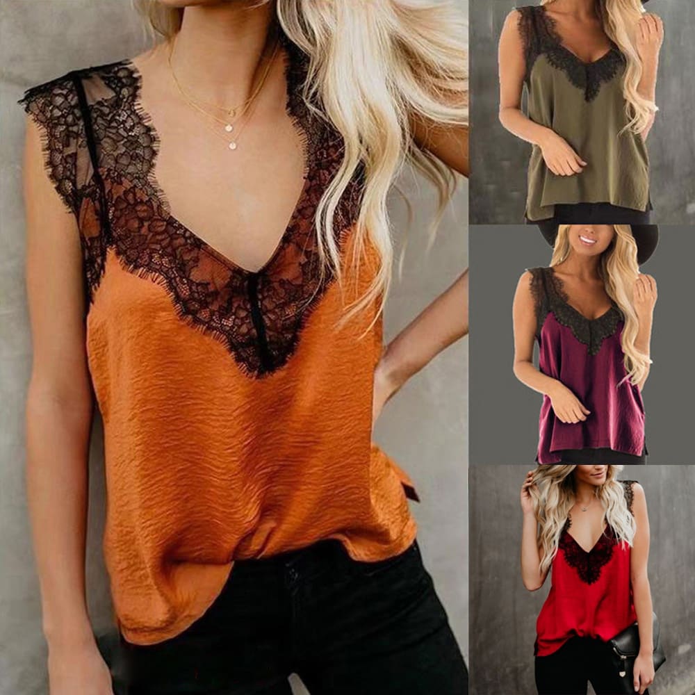 Women Lace Sleeveless Tank Tops Vest Ladies Backless Sexy Summer Loose Camisole Blouse Casual Beach Shirt New