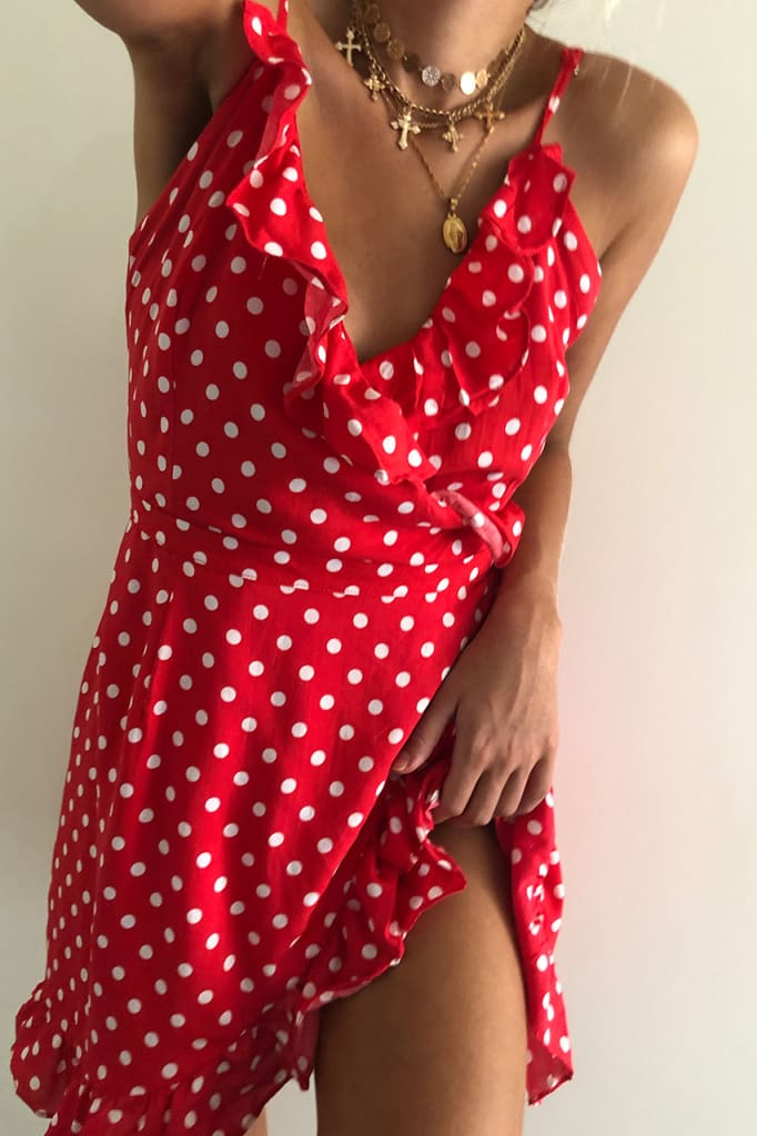 Women Boho Floral Dress Ladies Summer Beach Polka Dot Sleeveless Party Ruffle V Neck Mini Sundress Holiday Clothing