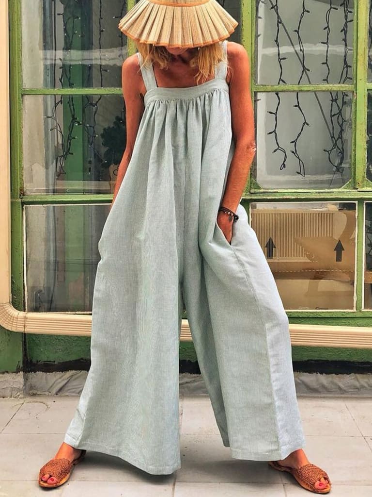 Women Loose Baggy Jumpsuit Dungarees Playsuit Romper Ladies Casual Wide Leg Trousers Summer Holiday Clothing