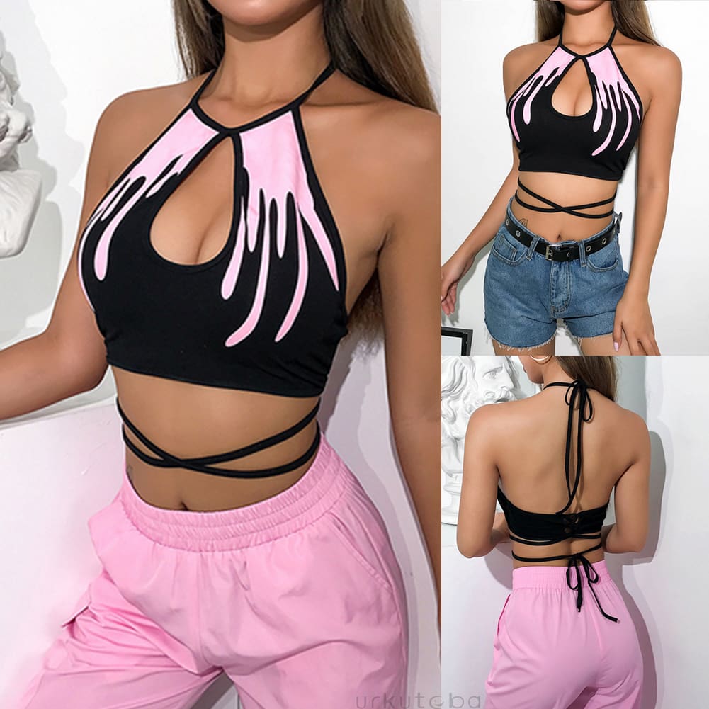 Women Casual Tank Top Vest Blouse Sexy Ladies Hollow Out Sleeveless Summer Beach Short Crop Top Shirt Cami Top