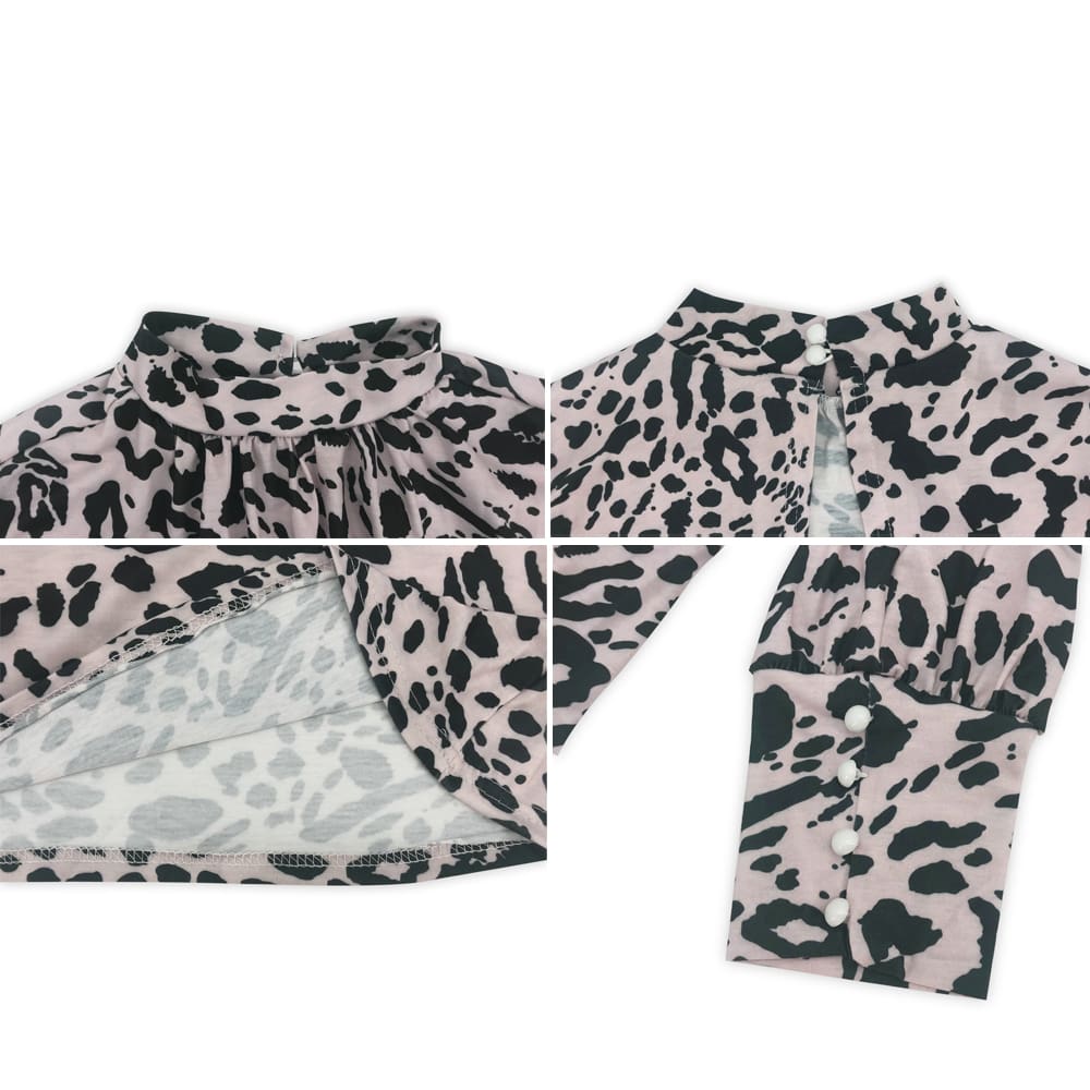 New Fashion Women T Shirt Leopard Print Long Sleeve Backless Sexy OL Ladies Casual Turtleneck Tops Shirt