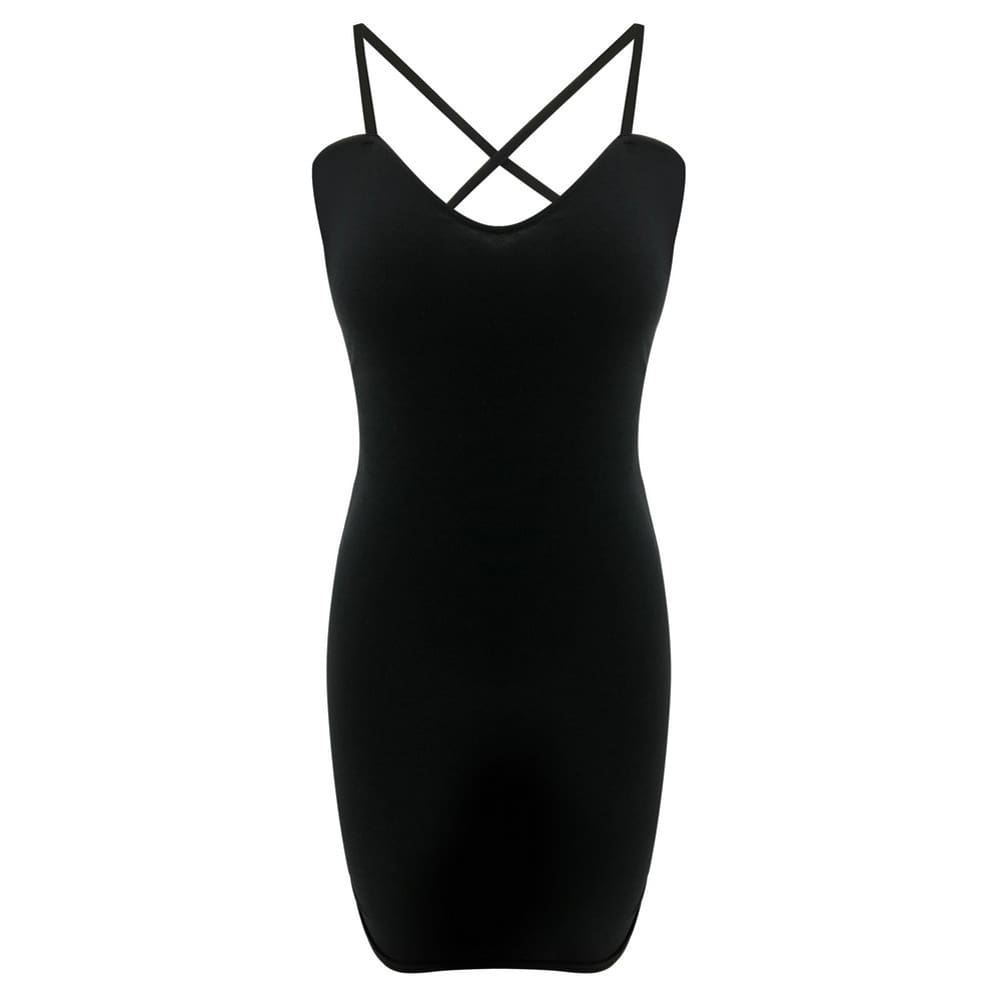 Womens Strappy Dress Stretchy Package Hip Bodycon Mini Dress