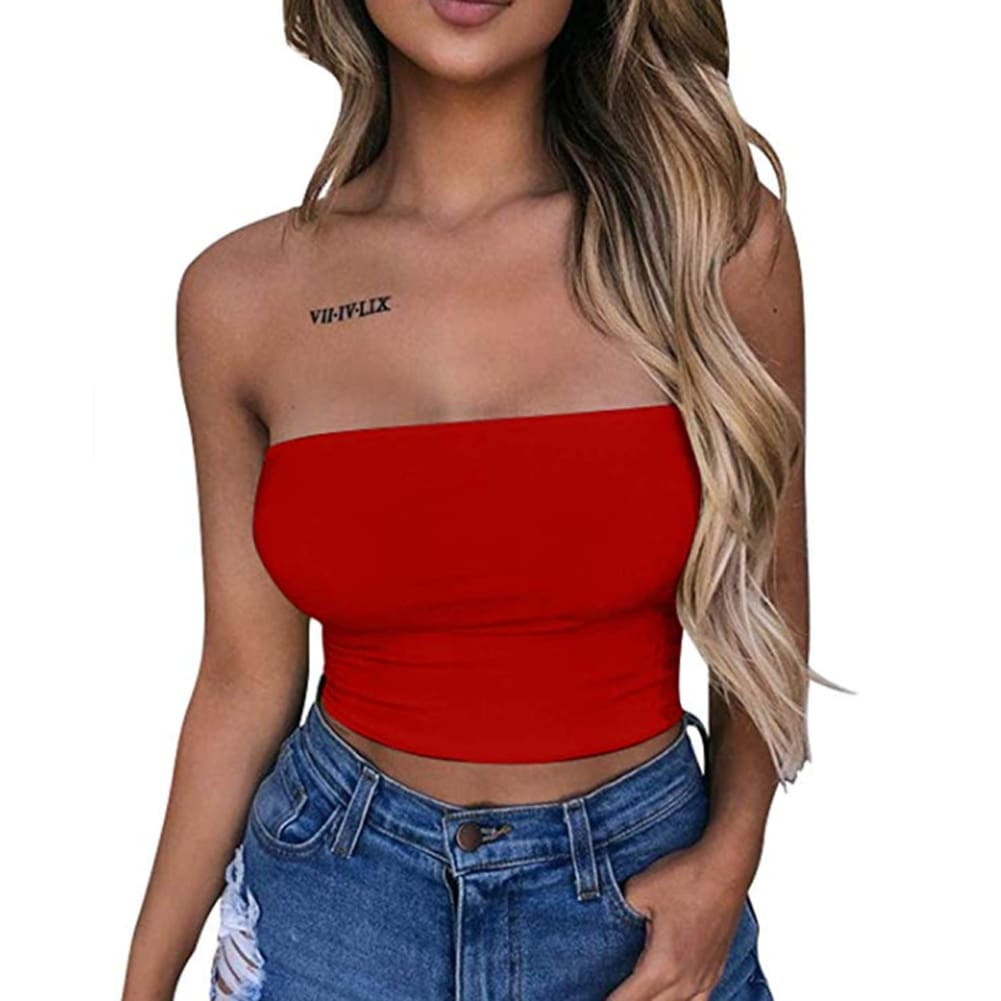 New Women Off Shoulder Strapless Casual Tank Vest Sleeveless Summer Bodycon Slim Tank Crop Tops Camis Outwear