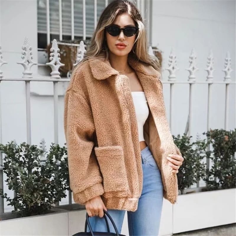 Fleece Faux Fur Winter Warm Teddy Bear Double Sided Cashmere Coat