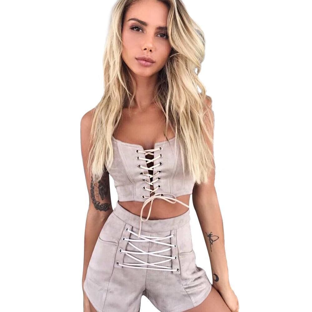 Women Sexy 2 Piece Set Crop Top + Shorts Romper Trousers Shorts Summer Bodycon Outfits Short Sport Casual Beach Holiday Suit