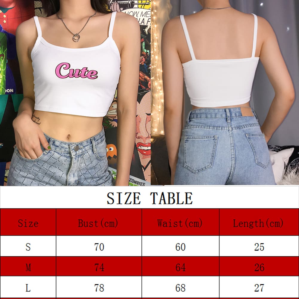 Summer Women Tank Top Letter Print Overlap Cross Sling Crop Vest Blouse Slim Fit Vest Blouse Crop Tops