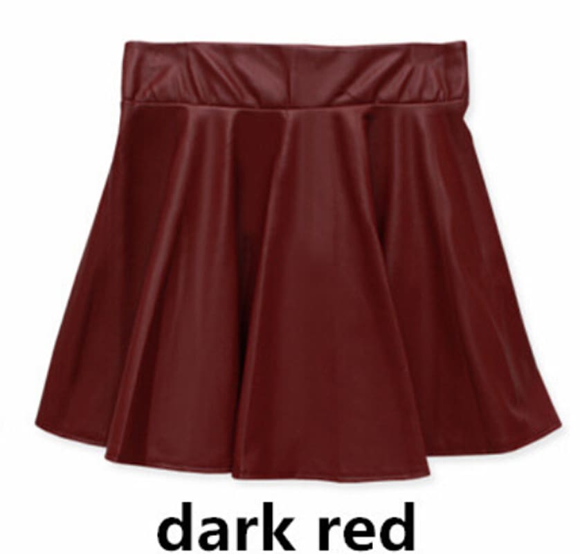 Women Slim PU Skirt High Waist Short Mini Skirt Pleated Party Faux Leather Skirts