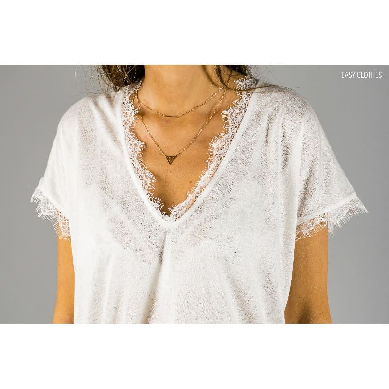 Women Lace Short Sleeve Blouse Shirt New Fashion Ladies Summer Loose Solid Casual Vest Tank Tops