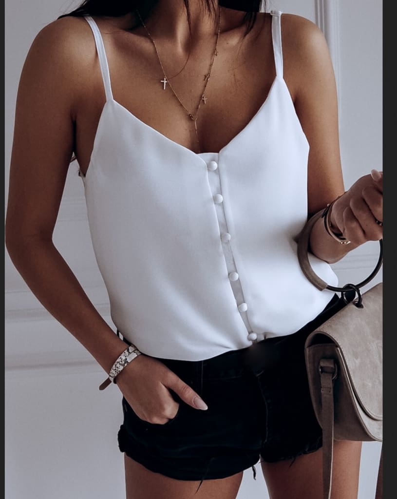 Women Casual Summer Top Sleeveless Off Shoulder Vest Ladies Plain Tank V Neck Loose Tops Shirt Femme Clothes