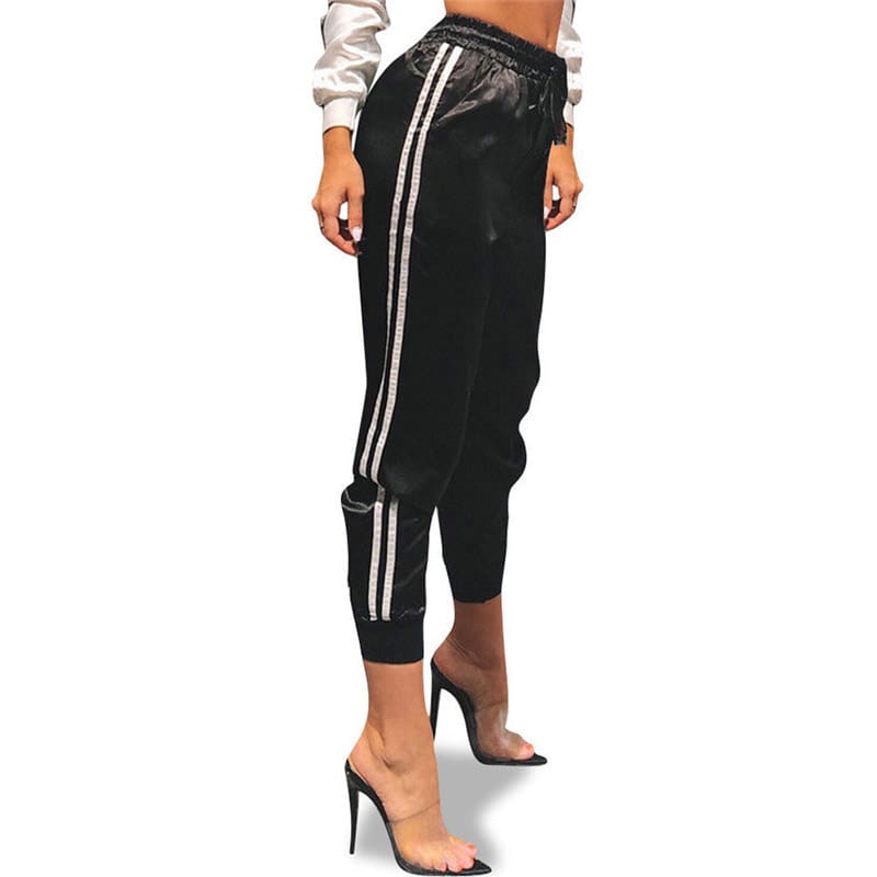 Casual Sport Pants Women Fahion Comfy Fitness Pants Running Gym Sport High Waist Striped Track Jogging Pants Trousers