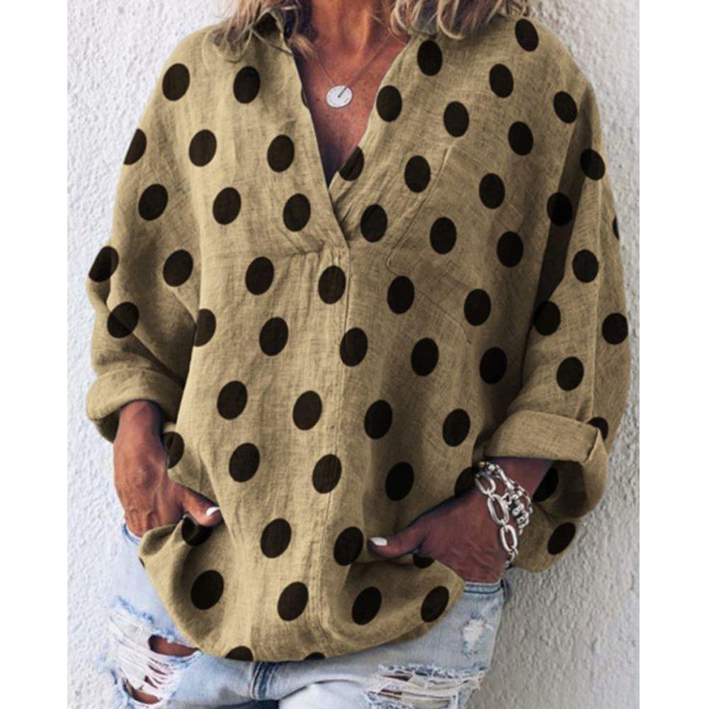 New Womens Casual Shirt Summer Loose V-Neck Blouse Long Sleeve Fashion Ladies Party Daily Tops Women Clothes