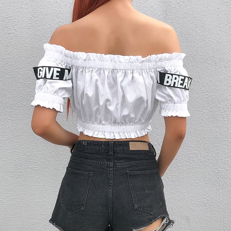 Women Casual Off Shoulder Tank Tops Vest T shirt Ladies Beach Holiday Crop Tops Shirt Outwear Streetwear