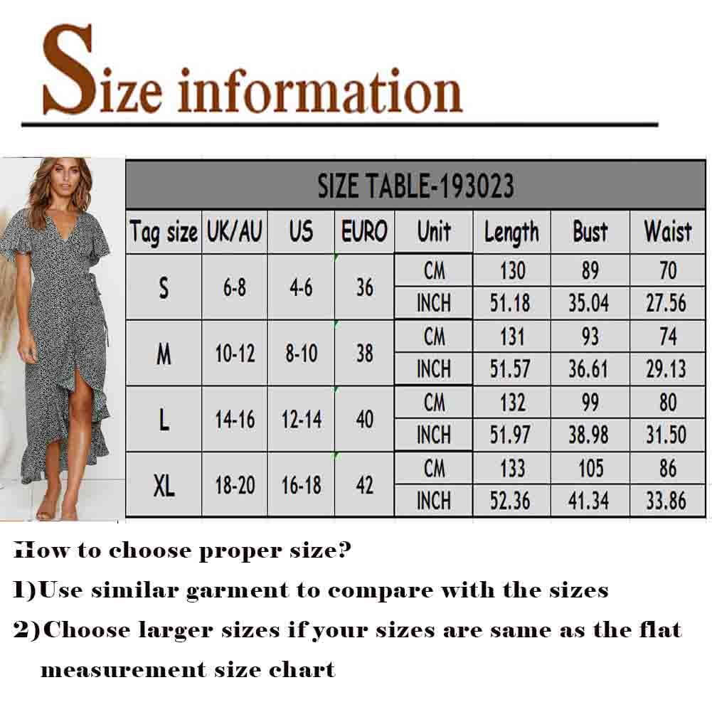 Women Ladies Summer Boho Short Sleeve Long Floral Dress Fashion Ruffle V-Neck Party Beach Dresses Sundress