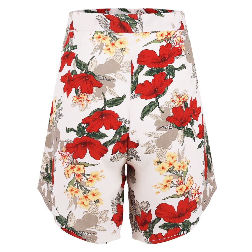 Fashion Women Floral High Waist Shorts Summer Casual Printed Ladies Beach Holiday Travel Loose Trouser New