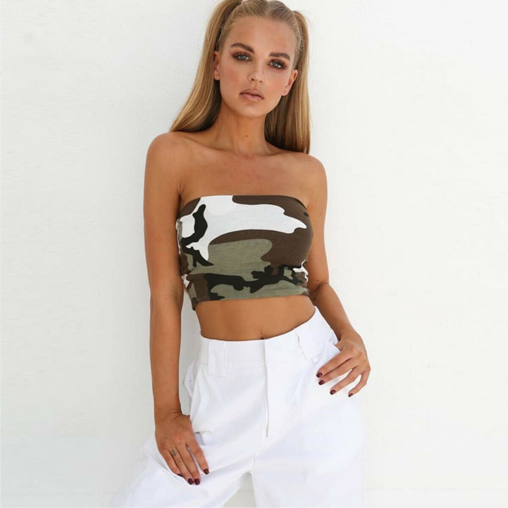 Women Off Shoulder Elastic Tube Tops Summer Beach Ladies Bra Blouse Strapless Bandeau Casual Crop Top Shirt