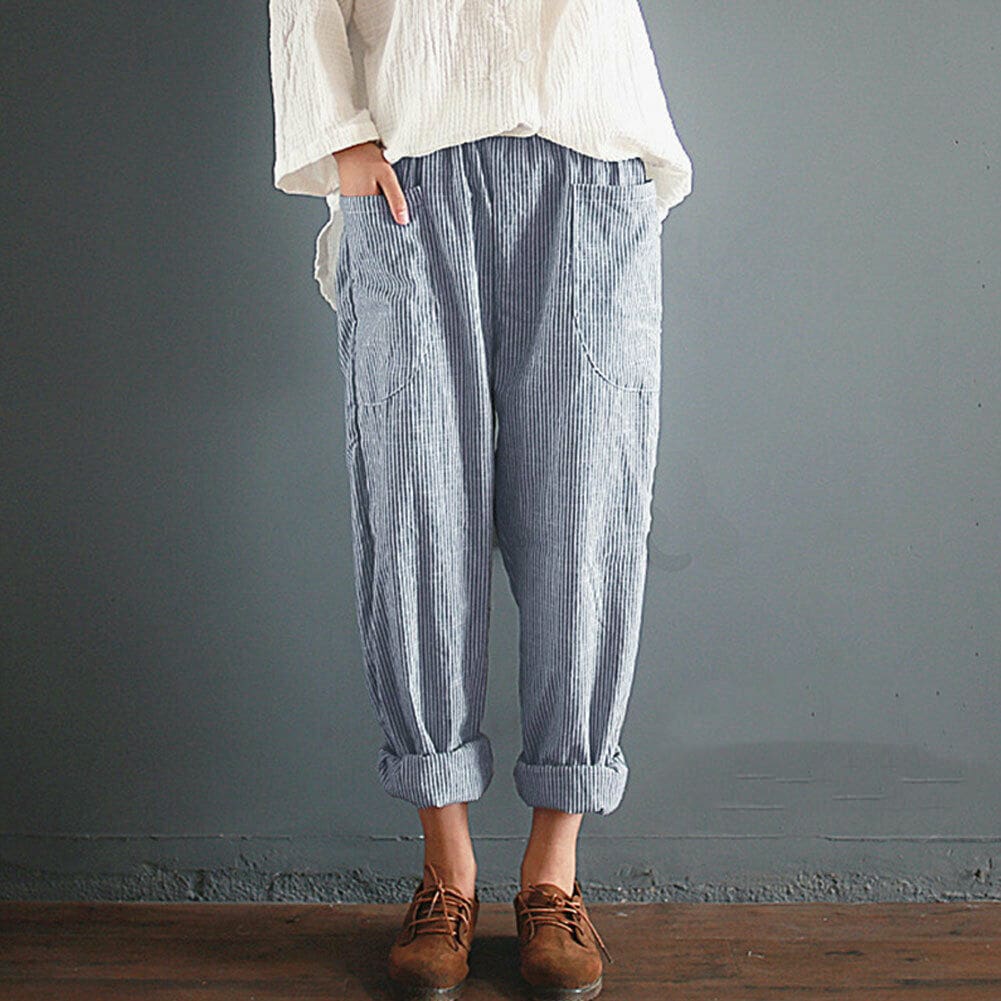 Fashion Women High Waist Elastic Long Pants Baggy Casual Loose Harem Maxi Trousers Summer Outdoor Wide Leg Pants New