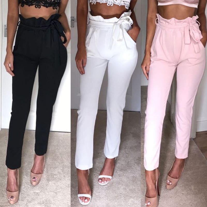 Women High Waist Slim Skinny Leggings Ladies Solid OL Work Casual Stretchy Trousers Summer Thin Plain Pencil Pants