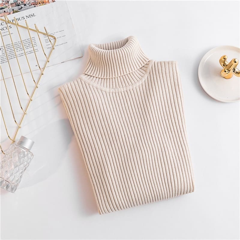 Autumn winter Women Knitted Turtleneck Sweater Soft Elasticity Pullovers