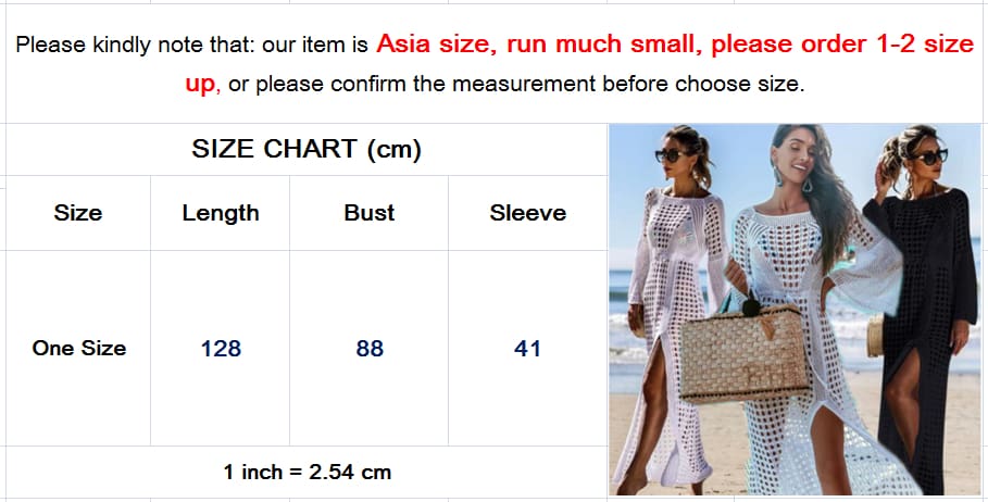 Women Hollow Knitted Beach Long Sleeve Dress Ladies Swimwear Bathing Suit