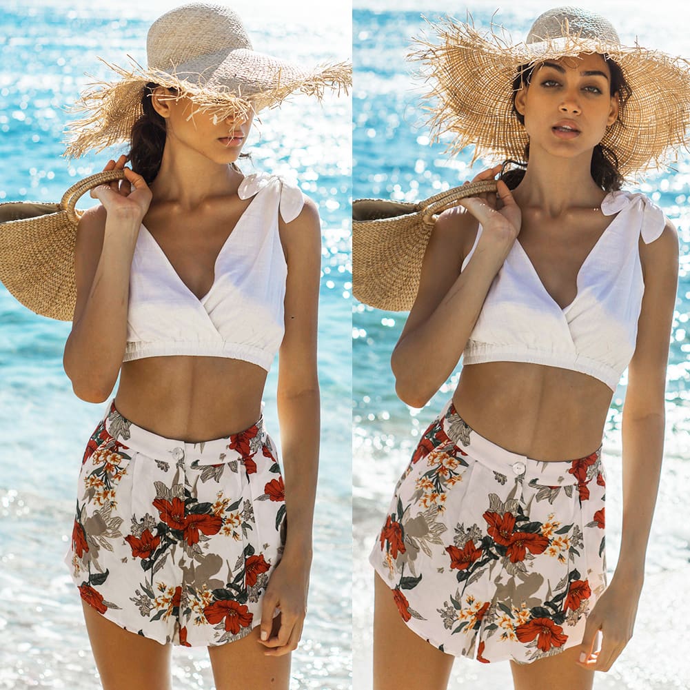 Fashion Women Floral High Waist Shorts Summer Casual Printed Ladies Beach Holiday Travel Loose Trouser New